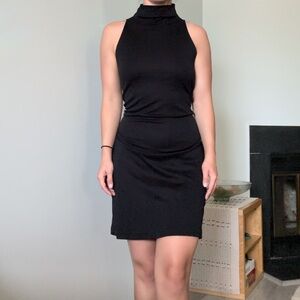 Midi high-neck black dress